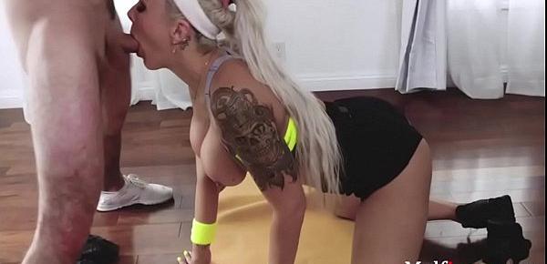  Blonde MILF Fucks Her Hot Gym Trainer- Nina Elle